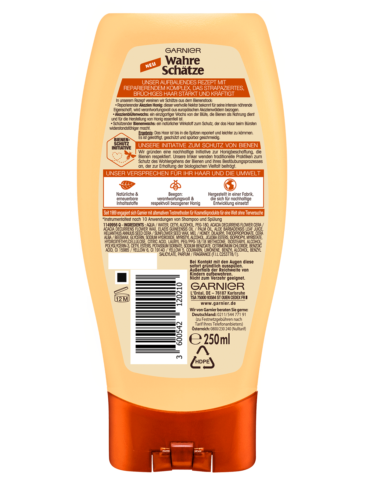 Rückseite Garnier Wahre Schätze Honig Schätze Spülung